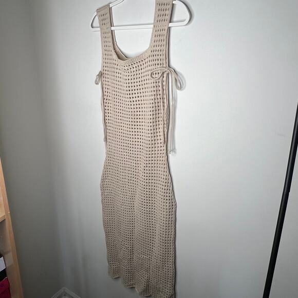 Urban Outfitters Beige Open Knit Midi Cover Up Dress Size XS - Picture 3 of 8